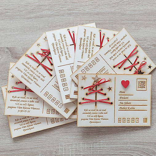 Pohľadnica vianočná drevená 18x12,50cm