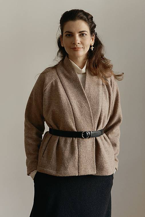 Bundy a kabáty - Merino kabátek LANA/béžový - 18008213_