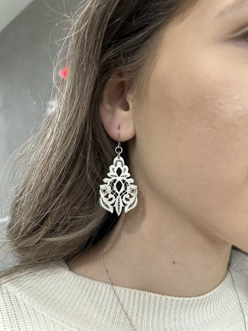 Náušnice - Visiace náušnice Čipka z chirurgickej ocele - 18008337_