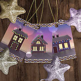 Úložné priestory & Organizácia - Vianočný domček pri západe slnka - menovka - 18009825_