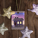 Úložné priestory & Organizácia - Vianočný domček pri západe slnka - menovka - 18009826_