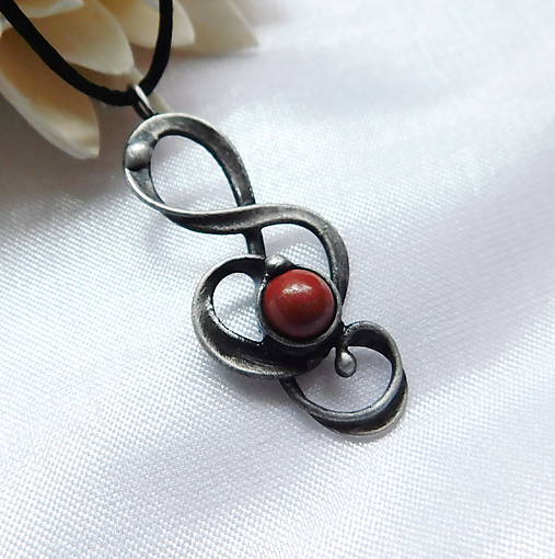 Náhrdelníky - Hudba radosť dáva - jaspis - 18013112_