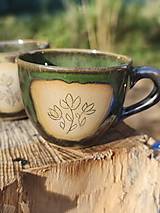 Nádoby - Šálka zelená, espresso, s kvetinkami, cca. 1 dcl.  II - 18011230_