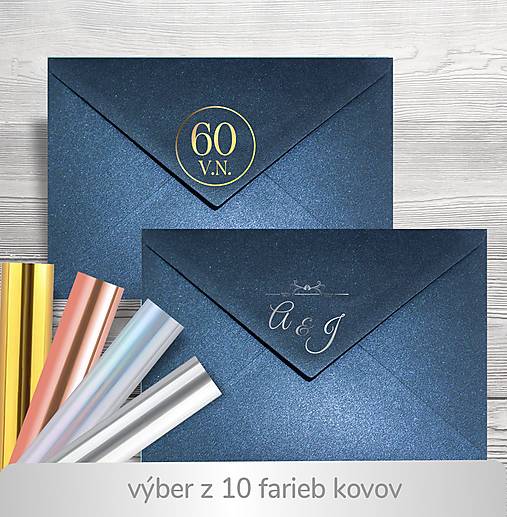 Papiernictvo - tmavomodrá saténová obálka C6 / aj s kovovým textom - 18011092_