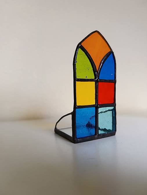 Svietidlá - Svietnik gotické okno  (Čierna patina) - 18012134_