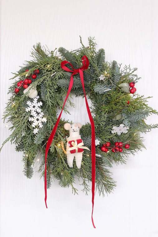 Dekorácie - Veniec na dvere "vianočná myška" - 18013412_