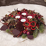  - Adventný svietnik/veniec/ so sviečkami v prírodnom bordovom vzhľade. - 18010913_