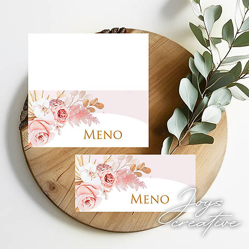 Skladacie ružové menovky v štýle boho