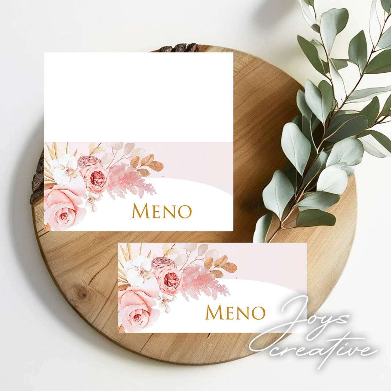 Skladacie ružové menovky v štýle boho