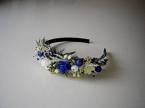 Ozdoby do vlasov - Dívčí čelenka vánoční s modrou - 18010781_