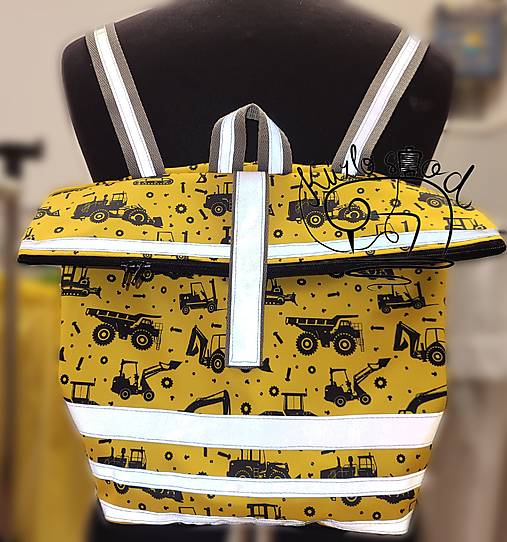 Batohy - Batôžtek na zips s mnohými reflexnými pásmi traktory - 18012865_