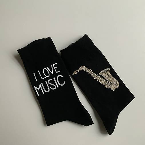 Maľované ponožky so saxofónom a nápisom na želanie