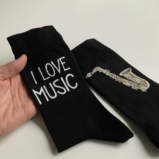 Maľované ponožky so saxofónom a nápisom na želanie