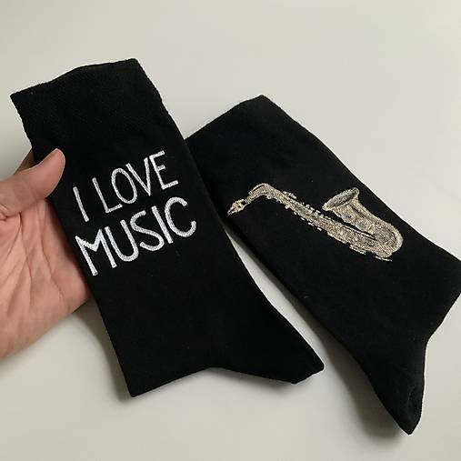 Maľované ponožky so saxofónom a nápisom na želanie