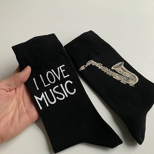 Maľované ponožky so saxofónom a nápisom na želanie