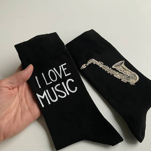 Maľované ponožky so saxofónom a nápisom na želanie