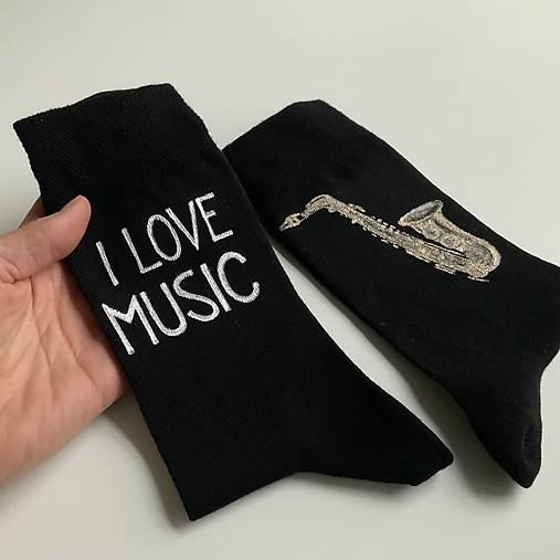 Maľované ponožky so saxofónom a nápisom na želanie