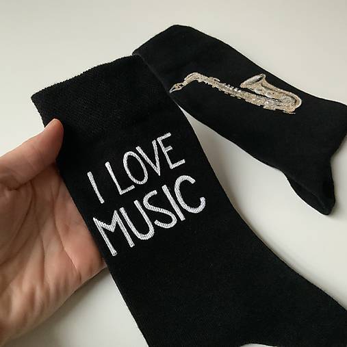 Maľované ponožky so saxofónom a nápisom na želanie