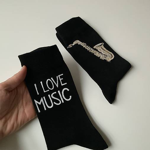 Maľované ponožky so saxofónom a nápisom na želanie