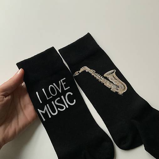 Maľované ponožky so saxofónom a nápisom na želanie