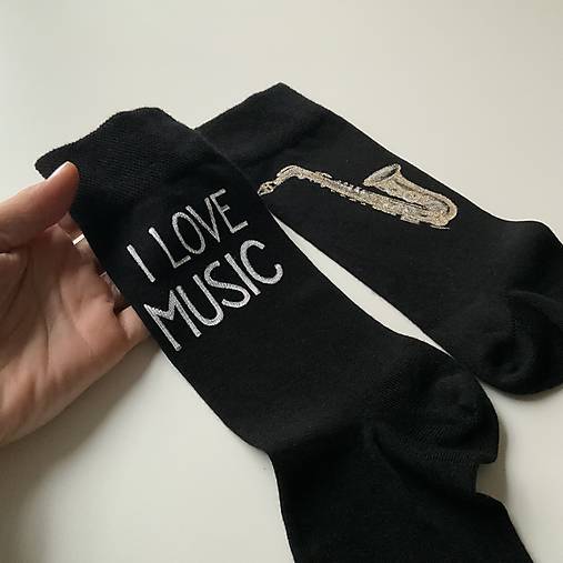 Maľované ponožky so saxofónom a nápisom na želanie