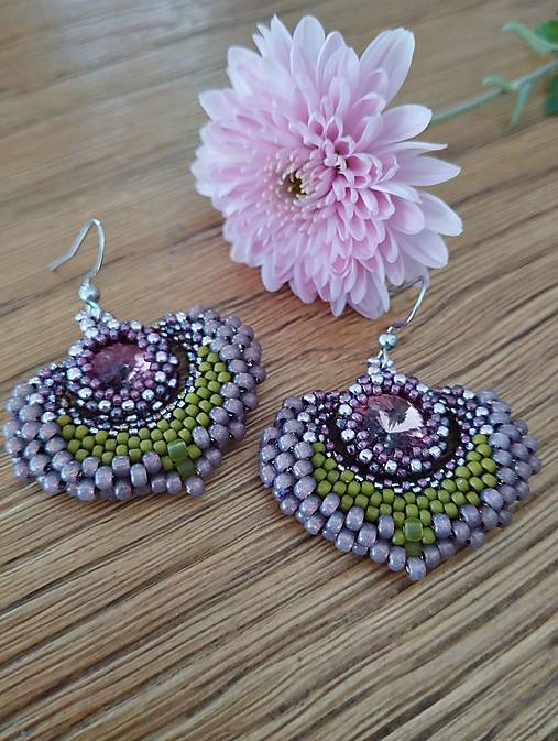 Náušnice - novembrové chryzantémy - 18012551_