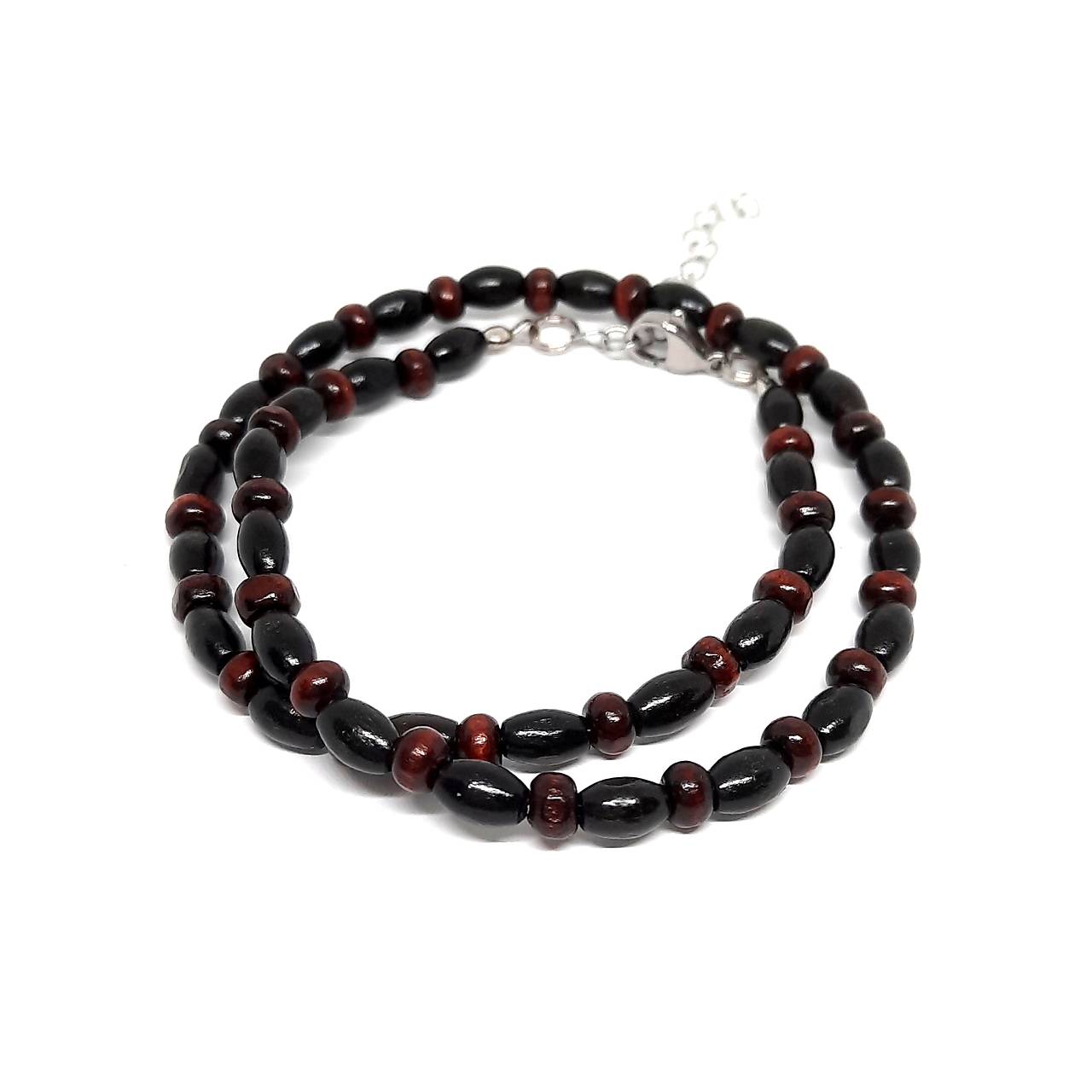 Pánsky náhrdelník z drevených korálok (čierna+hnedá tmavá)