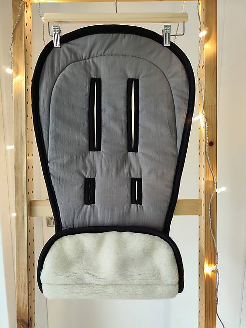 Detský textil - Vlnienka podložka do kočíka BABY JOGGER City mini  GT2 100 % merino Top Super Wash Natural 100% ľan šedý - 18014698_