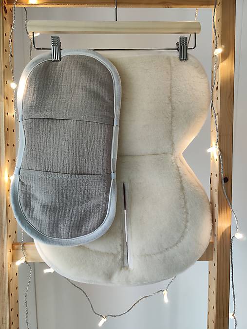 Detský textil - VLNIENKA vložka do autosedačky Cybex Aton 5 proti poteniu a Prechladnutiu Mušelin Beige - 18014730_