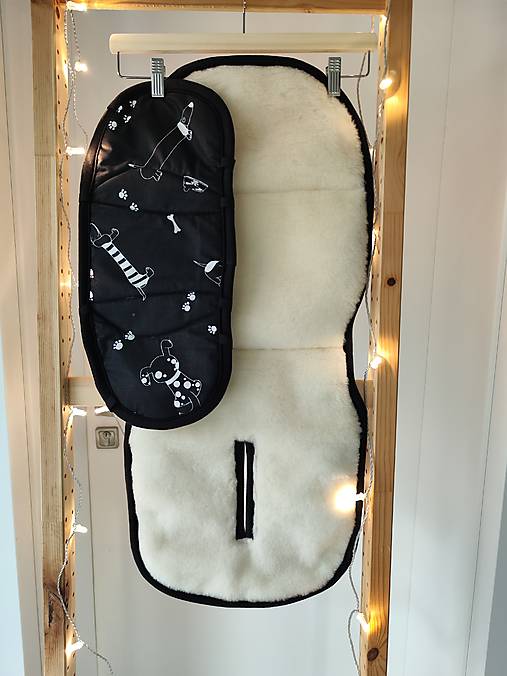 Detský textil - VLNIENKA Podložka do autosedačky BESAFE Flex Fix 100 % Merino proti poteniu a prechladnutiu Psíček čierny - 18014749_