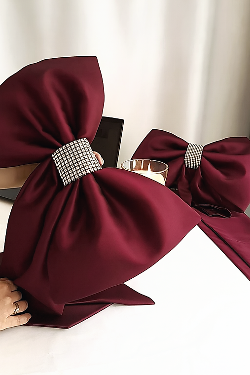 Dekorácie - Bordová vianočná mašľa - na stromček, dvere - dekorácia - 18016266_