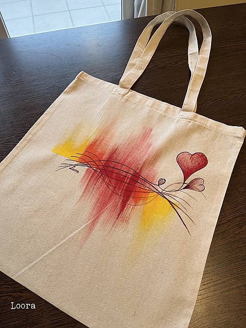 Nákupné tašky - Maľovaná plátená taška Červené spektrum - 18016217_