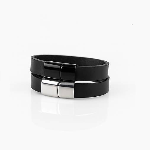 Náramky - Kožený wrap náramek s magnetickým zapínáním - 18016025_