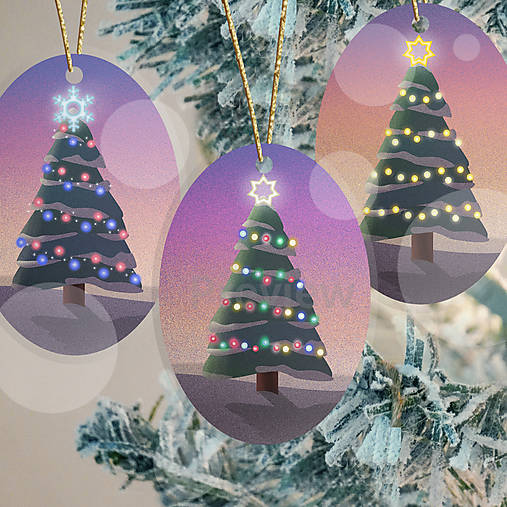 Dekorácie - Vianočný stromček pri západe slnka - ozdoba - 18016608_