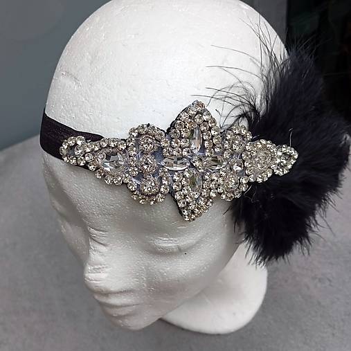 Čiapky, čelenky, klobúky - Great Gatsby Silver... čelenka - 18019377_