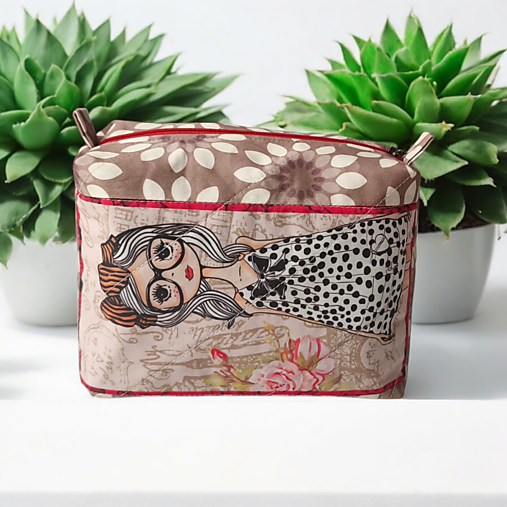 Taštičky - Kozmetická taštička Slečna v okuliaroch - 18019420_