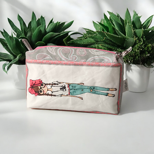 Taštičky - Kozmetická taštička Slečna s mašľou - 18019423_