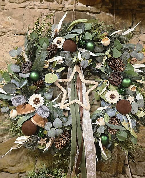 Dekorácie - Veniec na dvere prírodný papuče - 18018489_