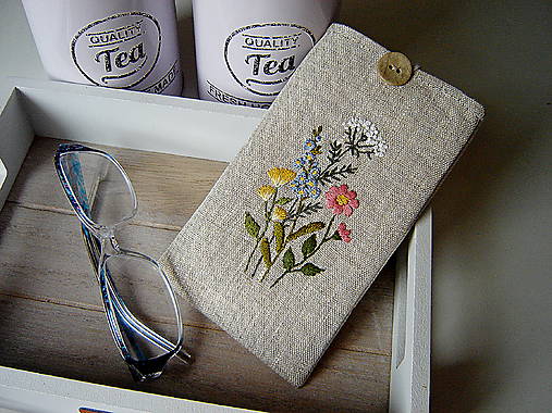 Taštičky - Obal na okuliare s ručnou výšivkou - 18017119_