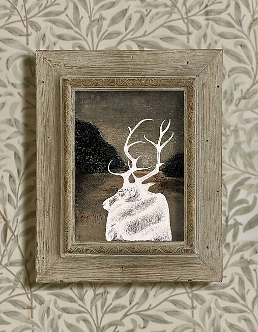 Obrazy - Art print ´Vianočný sob´ 13/18cm - 18018696_