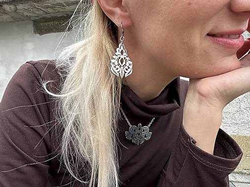 Sady šperkov - Set náhrdelník a náušnice z kolekcie ČIPKA - 18018375_