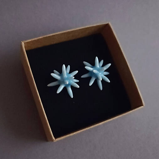 Porcelánové naušnice Vega – modro-biele