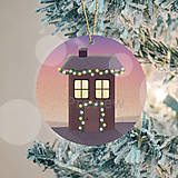 Dekorácie - Vianočný domček pri západe slnka - ozdoba - 18018469_
