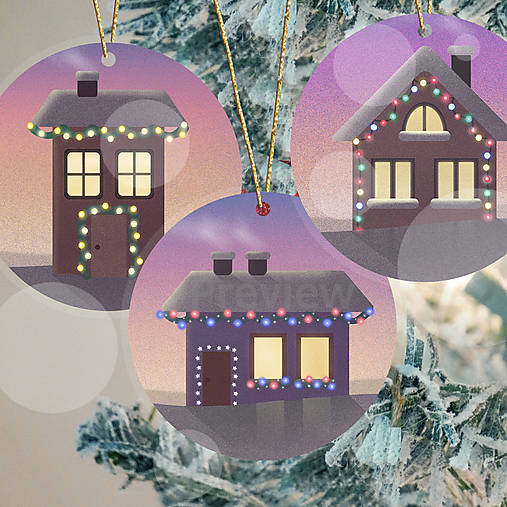 Dekorácie - Vianočný domček pri západe slnka - ozdoba - 18018467_