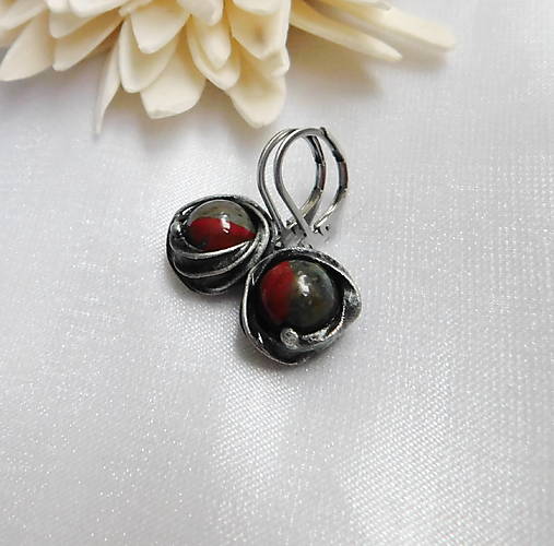 Náušnice - Náušnice s heliotropom - 18021142_