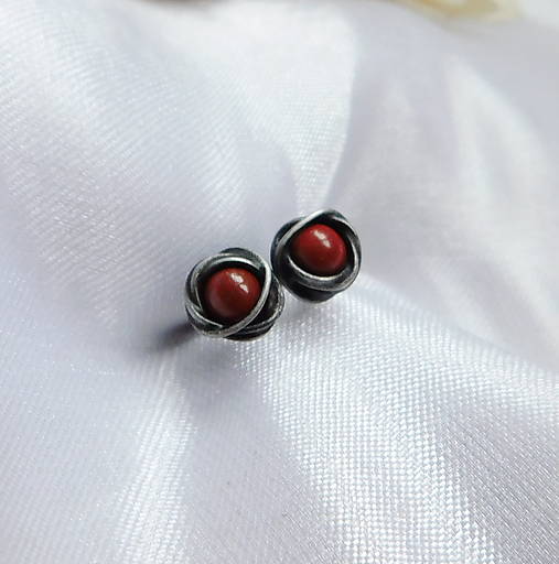 Náušnice - Napichovačky s jaspisom - 18021265_