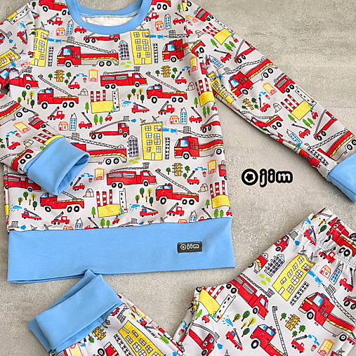 Detské oblečenie - Bavlnené pyžamko hasiči - 18020434_