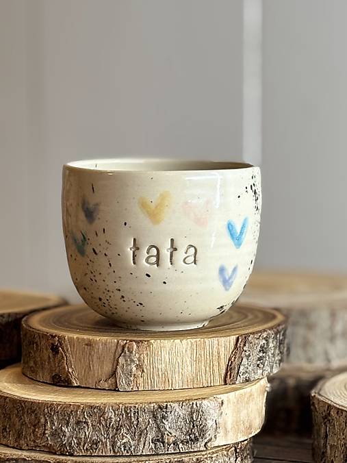 Farebné Srdiečka - pohárik lungo tata (150ml, bez uška)