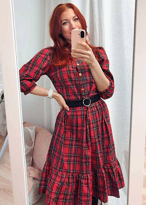 Šaty - Vianočné kárované šaty Vivienne - 18021289_