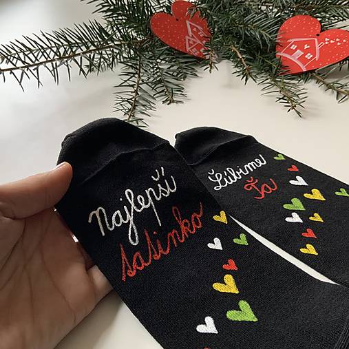 Maľované ponožky pre najlepšieho ocka / tata / tatina / ocinka (Na čiernych Najlepší tatinko / Ľúbime Ťa)